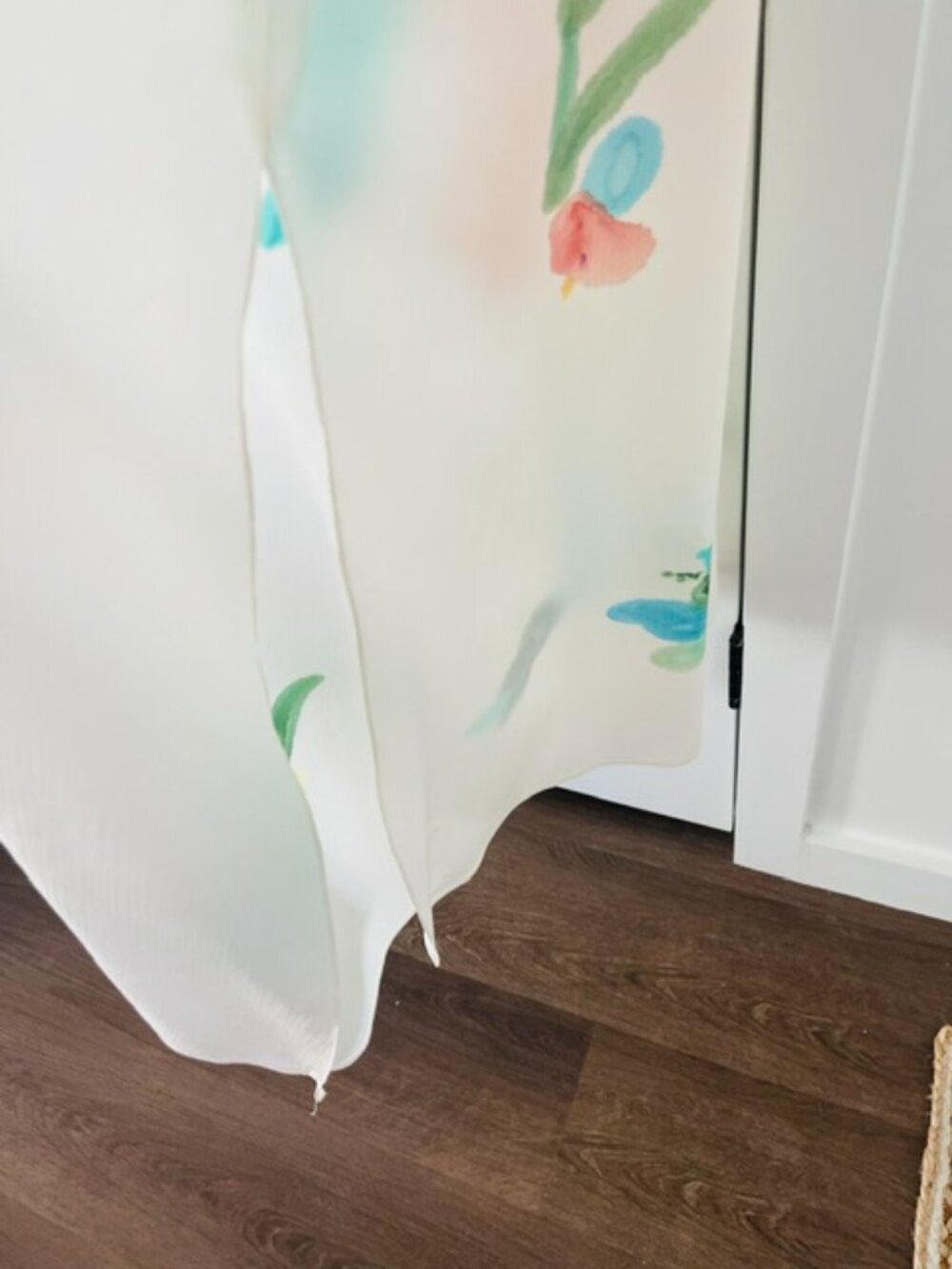 Vintage silk Maxi dress with beautiful watercolors. It looks like a painting S - Picture 7 of 9
